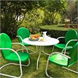 Crosley Furniture Griffith 5 Piece Metal Patio Dining Set in White and Green