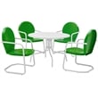 Crosley Furniture Griffith 5 Piece Metal Patio Dining Set in White and Green