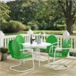 Crosley Furniture Griffith 5 Piece Metal Patio Dining Set in White and Green