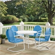 Crosley Furniture Griffith 5 Piece Metal Patio Dining Set in White and Blue