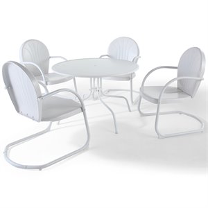 crosley griffith 5 piece metal patio dining set in white