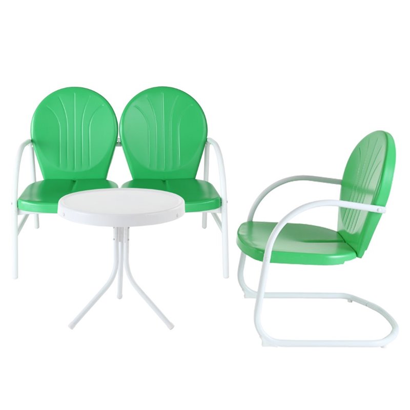 Crosley Griffith 3 Piece Metal Patio Sofa Set In Grasper Green Cymax Business Crosley Griffith 3 Piece Metal Patio, Crosley Griffith Metal Outdoor Furniture