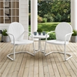 Crosley Furniture Griffith 3 Piece Metal Patio Conversation Set in White