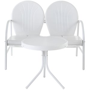 Crosley Griffith 2 Piece Metal Patio Loveseat Set in White