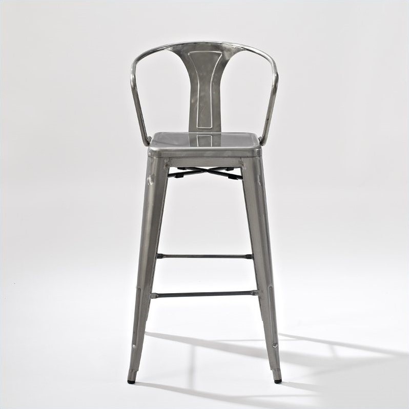 Crosley Furniture Amelia 30" Metal Bar Stool in Galvanized (Set of 2) CF500730GA