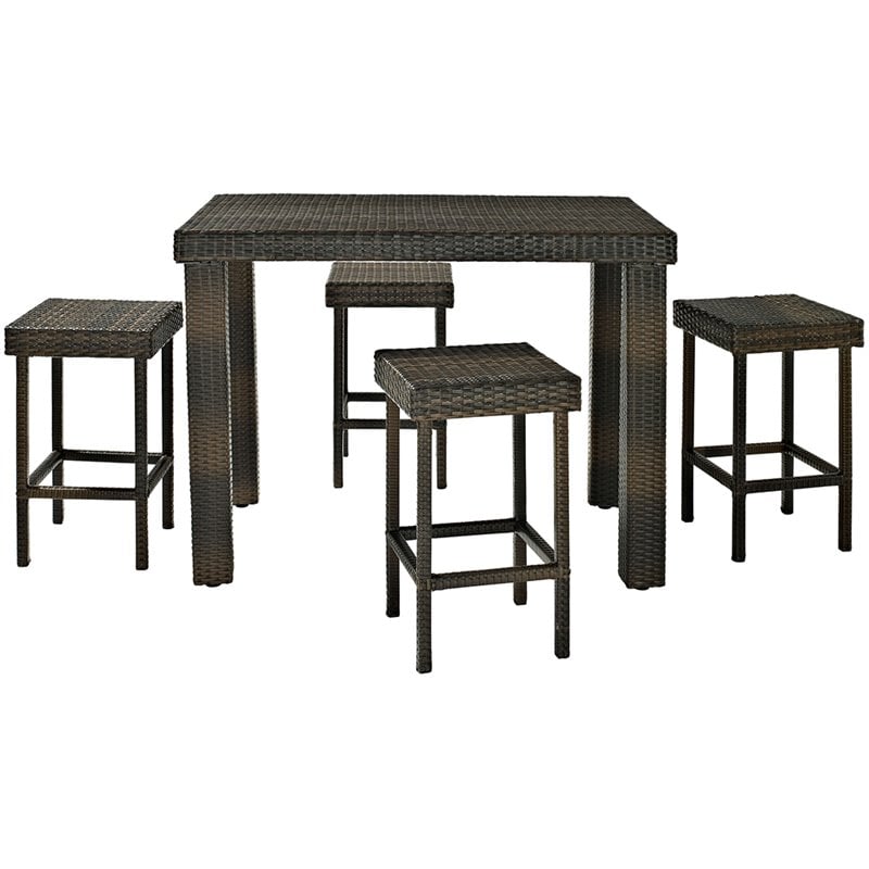 Crosley Palm Harbor 5 Piece Wicker Patio Counter Height Dining Set in