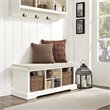 Crosley Furniture Brennan Wood Storage Entryway Bench with Baskets in White