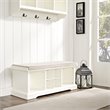 Crosley Furniture Brennan Wood Storage Entryway Bench with Baskets in White