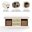 Crosley Furniture Brennan Wood Storage Entryway Bench with Baskets in White