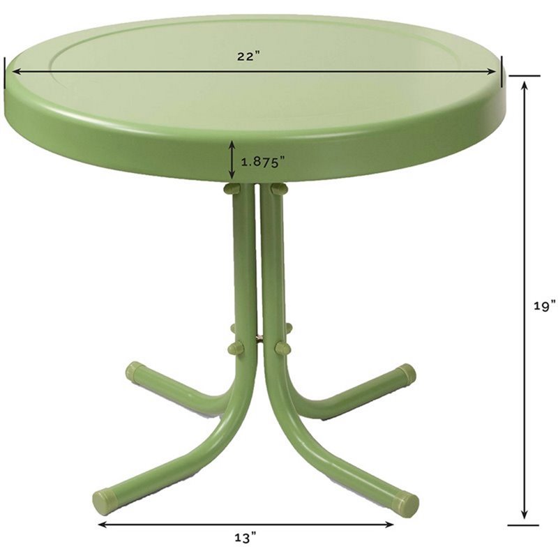 Crosley Retro Metal Patio End Table in Oasis Green