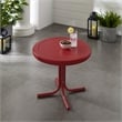 Crosley Furniture Retro Metal Patio End Table in Dark Red Gloss