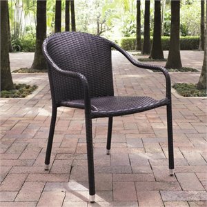 crosley palm harbor wicker patio stackable chair in brown