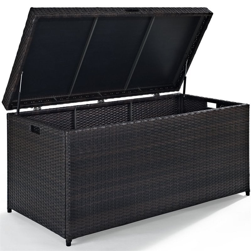 Crosley Furniture Palm Harbor Wicker / Rattan Patio Deck Box in Brown