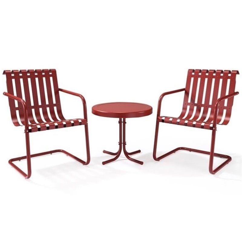 Coral Red Crosley Furniture Griffith 5-Piece Metal Outdoor Dining Set with Table and Chairs 