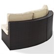 Crosley Catalina Wicker Curved Patio Sectional Sofa in Brown and Sand