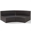 Crosley Catalina Wicker Curved Patio Sectional Sofa in Brown and Sand