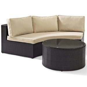 Crosley Furniture Catalina 2-Piece Wicker Curved Patio Sofa Set in Brown/Sand