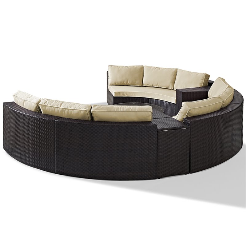 Crosley catalina outdoor wicker round sectional sofa hot sale