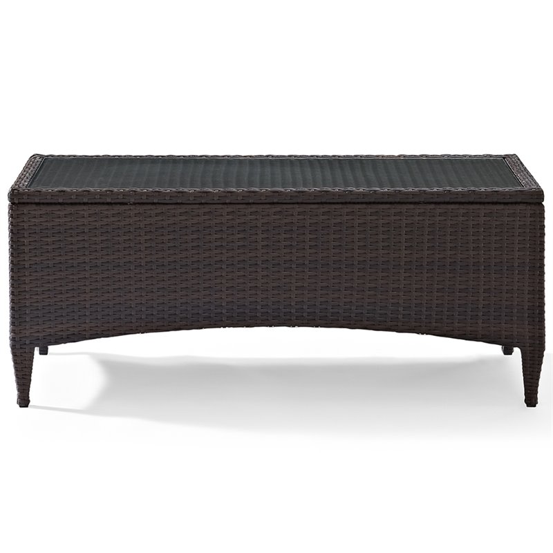 Details about   Crosley Beaufort Pedestal Patio Coffee Table in Brown 