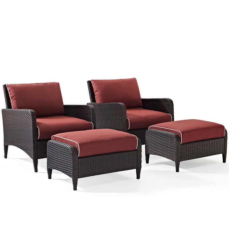 Crosley Kiawah 4 Piece Outdoor Wicker Seating Set With Two Ottomans Crosley Kiawah 4 Piece Outdoor Wicker Seating Set With Two Ottomans