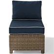Crosley Furniture Bradenton Fabric Armless Patio Chair in Brown and Navy