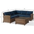 Crosley Furniture Bradenton 4 Piece Fabric Patio Sectional Set in Brown and Navy