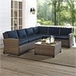 Crosley Furniture Bradenton 5 Piece Fabric Patio Sectional Set in Brown and Navy