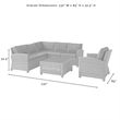 Crosley Furniture Bradenton 5 Pc Fabric Patio Sectional Set in Brown and Navy