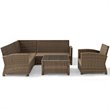 Crosley Furniture Bradenton 5 Pc Fabric Patio Sectional Set in Brown and Navy