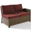 Crosley Furniture Bradenton Fabric Right Arm Patio Loveseat in Sangria Red