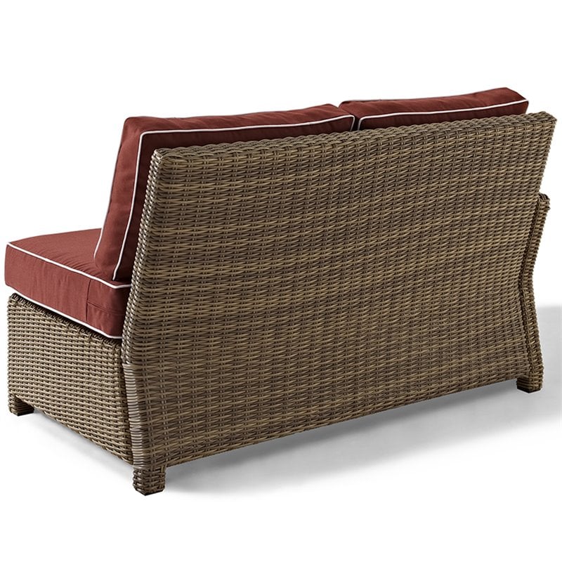 Crosley Furniture Bradenton Fabric Left Arm Patio Loveseat in Sangria Red