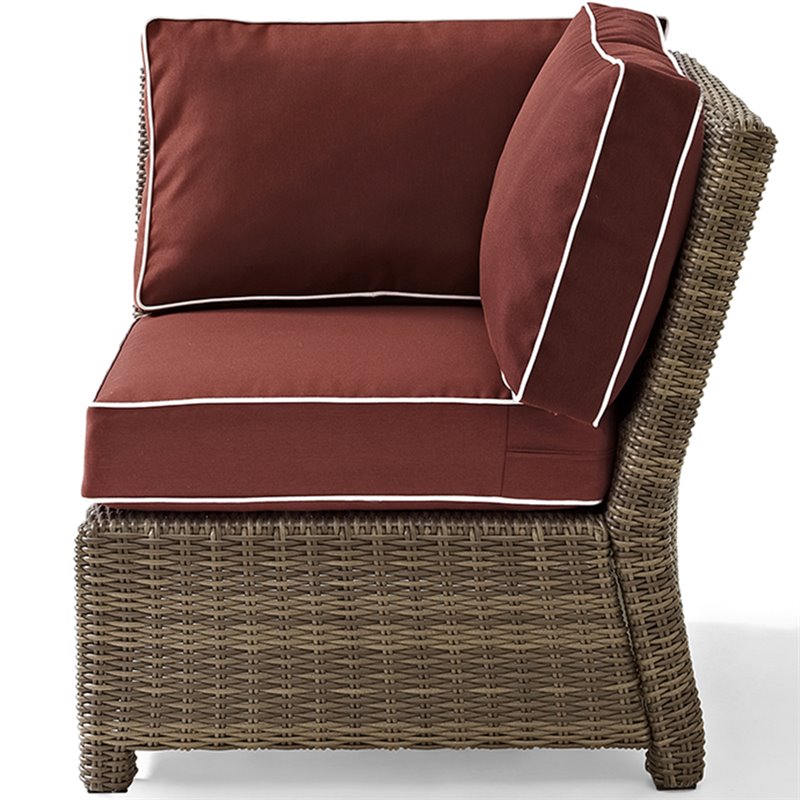 Crosley Furniture Bradenton Fabric Corner Patio Chair in Brown and Sangria Red
