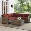 Crosley Furniture Bradenton 4 Piece Fabric Patio Sectional Set in Sangria Red