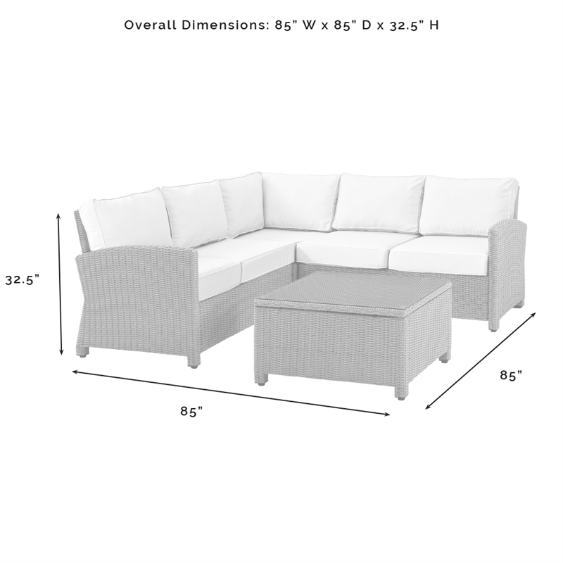 Crosley Furniture Bradenton 4 Piece Fabric Patio Sectional Set in Sangria Red