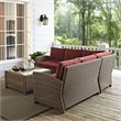 Crosley Furniture Bradenton 4 Piece Fabric Patio Sectional Set in Sangria Red