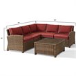 Crosley Furniture Bradenton 4 Piece Fabric Patio Sectional Set in Sangria Red