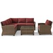 Crosley Furniture Bradenton 5 Pc Fabric Patio Sectional Set in Sangria Red