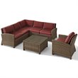 Crosley Furniture Bradenton 5 Pc Fabric Patio Sectional Set in Sangria Red