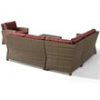 Crosley Furniture Bradenton 5 Pc Fabric Patio Sectional Set in Sangria Red