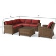 Crosley Furniture Bradenton 5 Pc Fabric Patio Sectional Set in Sangria Red