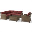 Crosley Furniture Bradenton 5 Pc Fabric Patio Sectional Set in Sangria Red
