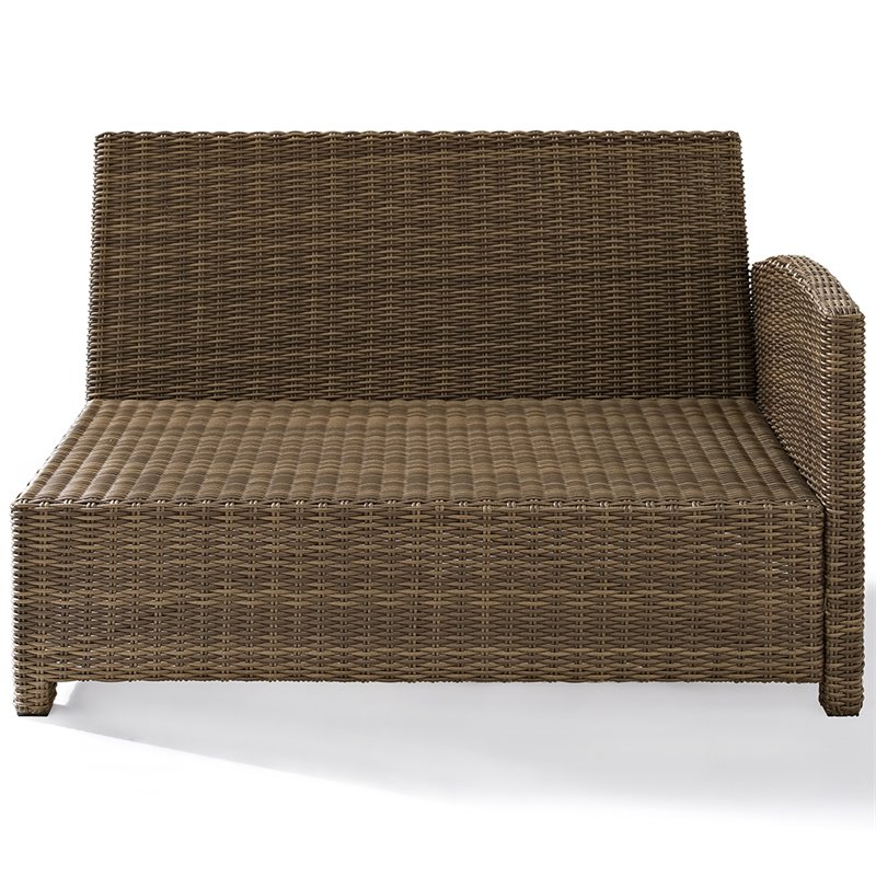 Crosley Furniture Bradenton Fabric Right Arm Patio Loveseat in Brown and Sand