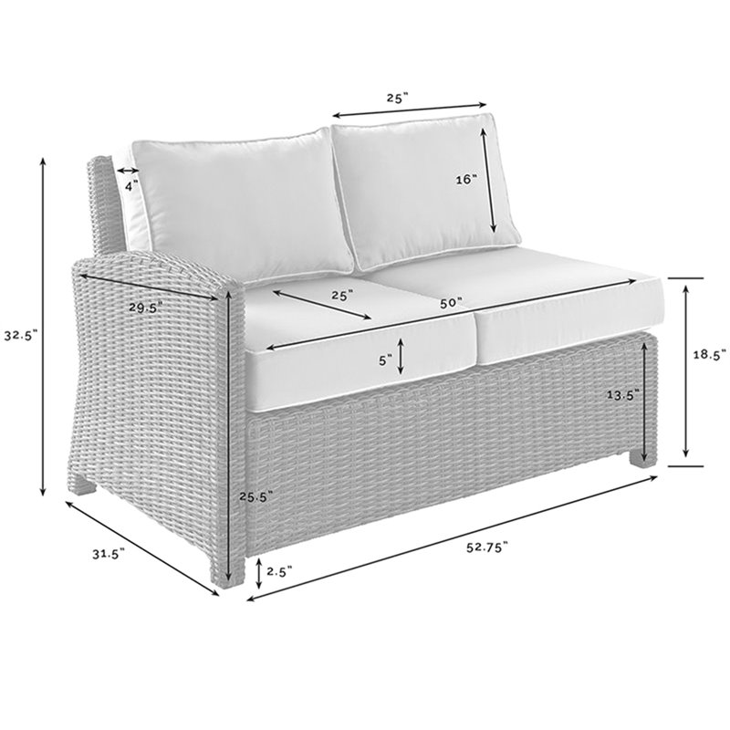 Crosley Furniture Bradenton Fabric Right Arm Patio Loveseat in Brown and Sand