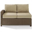 Crosley Furniture Bradenton Fabric Left Arm Patio Loveseat in Brown and Sand