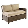 Crosley Furniture Bradenton Fabric Left Arm Patio Loveseat in Brown and Sand