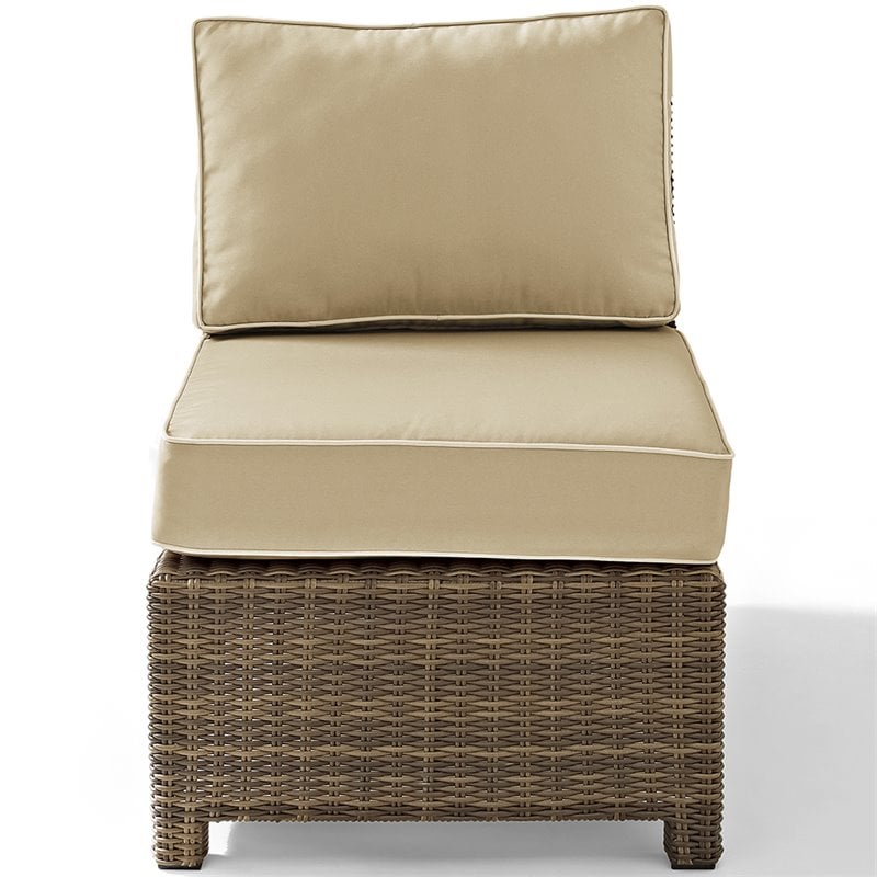 Crosley Furniture Bradenton Fabric Armless Patio Chair in Brown and Sand