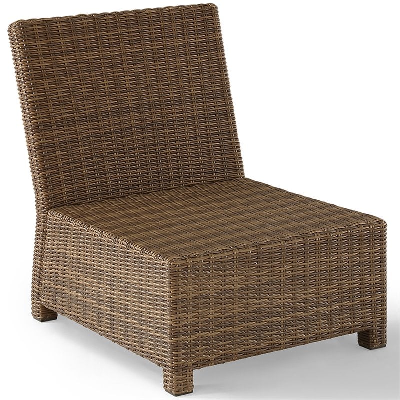 Crosley Furniture Bradenton Fabric Armless Patio Chair in Brown and Sand