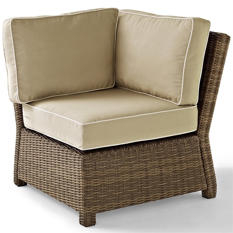 Crosley Bradenton Wicker Corner Patio Chair In Brown And Sand Ko70018wb Sa