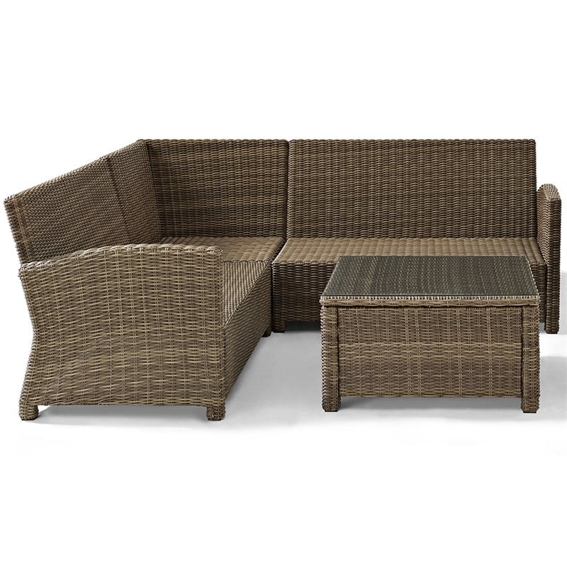 Crosley Furniture Bradenton 4 Piece Fabric Patio Sectional Set in Sand