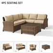 Crosley Furniture Bradenton 4 Piece Fabric Patio Sectional Set in Sand